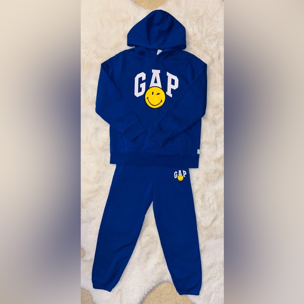 RARE!! Gap x SmileyWorld Blue Hoodie (XXL) + Matching Joggers (XL) Set